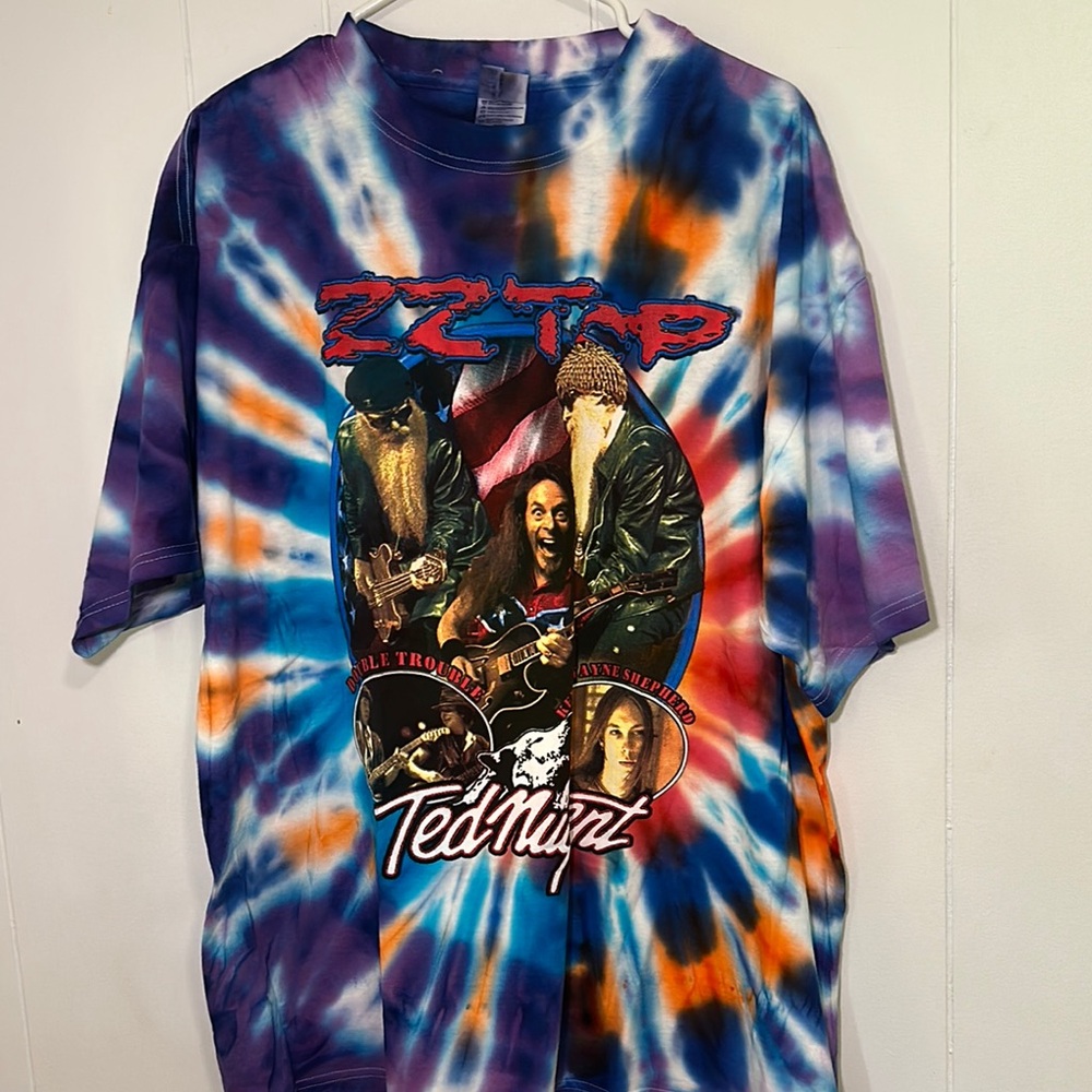 ZZ Top 2003 Tour Colorful Tie-Dye Band T-Shirt